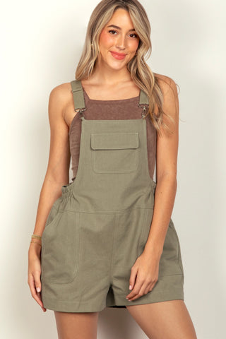 VERY J Adjustable Suspender Overalls with Pockets Trendsi