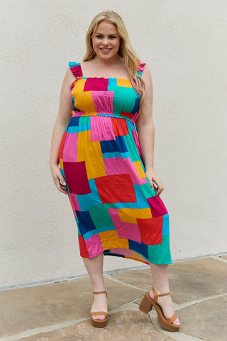 And The Why Multicolored Square Print Summer Dress Trendsi