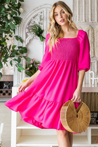 Reborn J Smocked Ruffle Hem Dress Trendsi