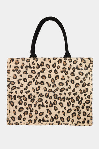 Fame Letter Graphic Leopard Tote Bag Trendsi