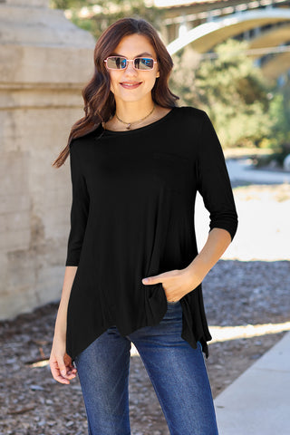 Basic Bae Full Size Round Neck Pocketed T-Shirt Trendsi