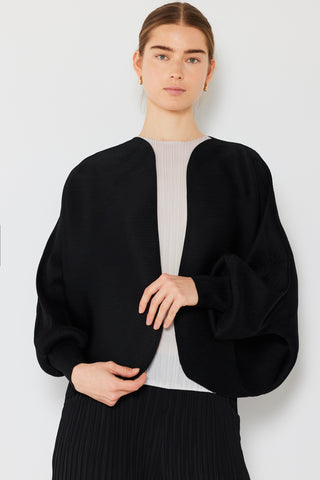 Marina West Swim Rib Pleated Puff Sleeve Bolero Cardigan Trendsi