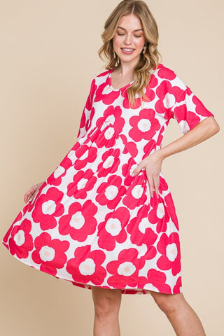 BOMBOM Flower Print Ruched Dress Trendsi