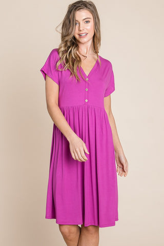 BOMBOM V-Neck Short Sleeve Dress Trendsi