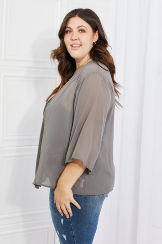 Melody Just Breathe Full Size Chiffon Kimono in Grey Trendsi