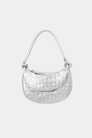 Fame PU Leather Basket Weave Half Moon Bag Trendsi