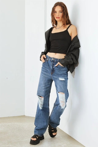 HAMMER COLLECTION Distressed High Waist Jeans Trendsi