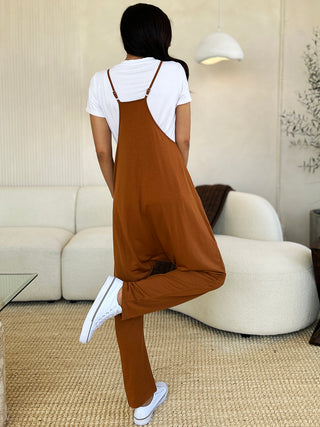 Double Take Full Size Sleeveless V-Neck Pocketed Jumpsuit Trendsi