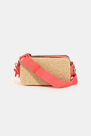 Fame Straw Contrast Crossbody Bag Trendsi