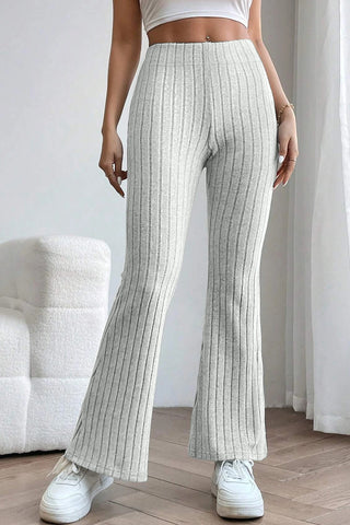 Basic Bae Full Size Ribbed High Waist Flare Pants Trendsi