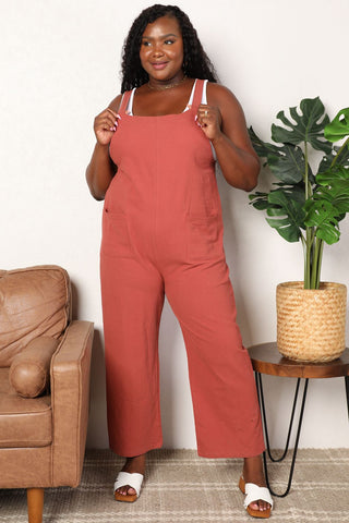 Perfee Wide Leg Overalls with Front Pockets Trendsi