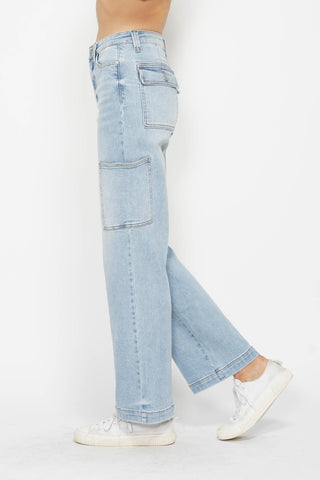 Judy Blue Full Size High Waist Straight Cargo Jeans Trendsi