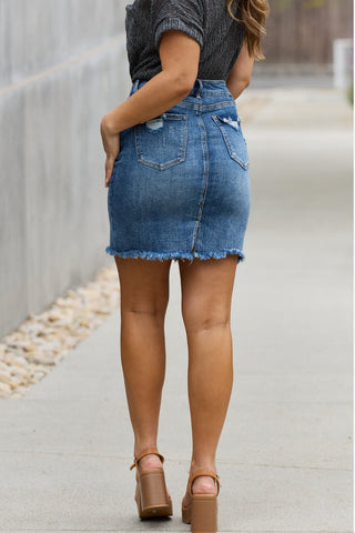 RISEN Amelia Full Size Denim Mini Skirt Trendsi