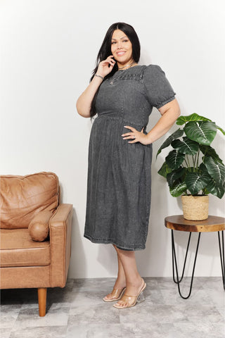 And The Why  Full Size Washed Chambray Midi Dress Trendsi