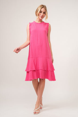 And The Why Washed Fringe Detail Tiered Dress Trendsi