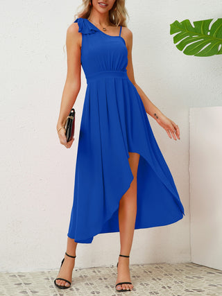 Bow Asymmetrical Neck Sleeveless Dress Trendsi