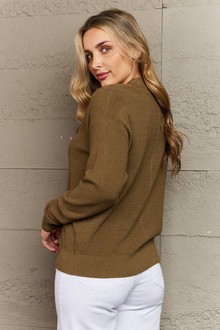 Zenana Kiss Me Tonight Full Size Button Down Cardigan in Olive Trendsi