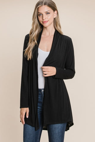 BOMBOM Open Front Long Sleeve Cardigan Trendsi