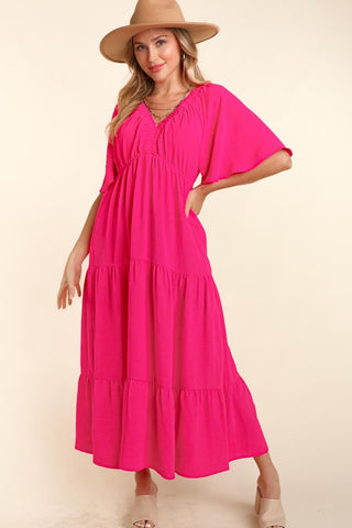 Haptics Tiered Babydoll Maxi Dress with Side Pocket Trendsi