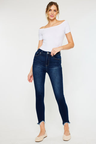 Kancan Full Size High Rise Frayed Ankle Skinny Jeans Trendsi