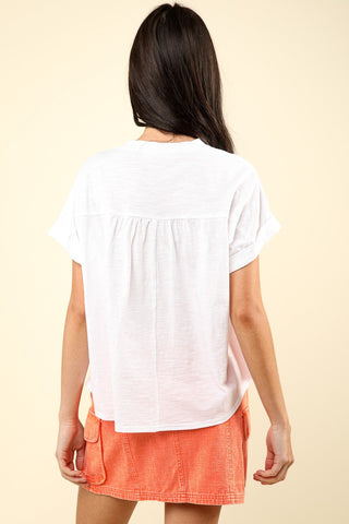 VERY J Nochted Short Sleeve Washed T-Shirt Trendsi