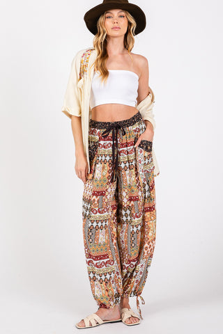 SAGE + FIG High-Rise Balloon Bohemian Print Pants Trendsi