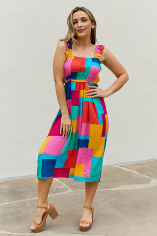 And The Why Multicolored Square Print Summer Dress Trendsi