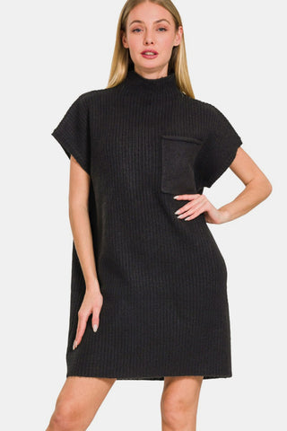 Zenana Short Sleeve Sweater Mini Dress Trendsi