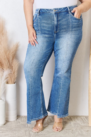 RISEN Full Size High Rise Ankle Flare Jeans Trendsi