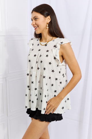 Heimish Shine Bright Full Size Butterfly Sleeve Star Print Top Trendsi