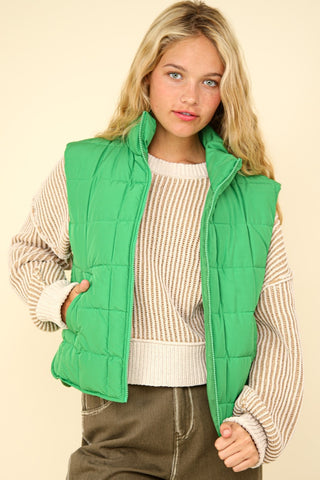 VERY J Zip Up Puffer Padded Warm Vest Trendsi