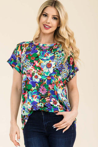 Celeste Full Size Round Neck Short Sleeve Floral T-Shirt Trendsi