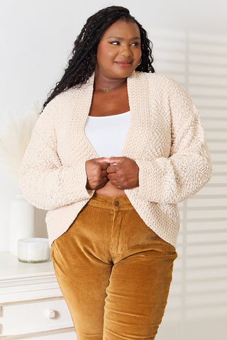 Double Take Open Front Long Sleeve Cardigan Trendsi