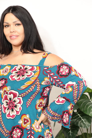 Sew In Love Full Size Floral Cold Shoulder Blouse Trendsi