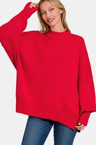 Zenana Side Sit Oversize Sweater Trendsi