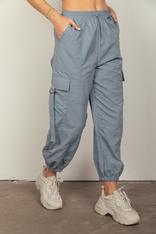 VERY J Elastic Waist Woven Cargo Pants Trendsi