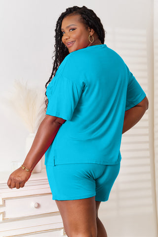 Basic Bae Full Size Soft Rayon Half Sleeve Top and Shorts Set Trendsi