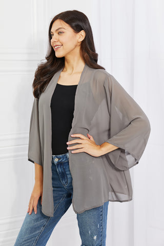 Melody Just Breathe Full Size Chiffon Kimono in Grey Trendsi