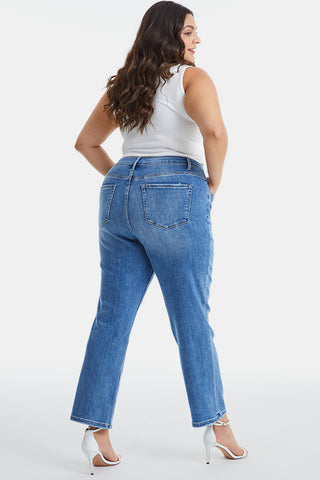 BAYEAS Full Size High Waist Raw Hem Straight Jeans Trendsi