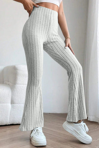 Basic Bae Full Size Ribbed High Waist Flare Pants Trendsi