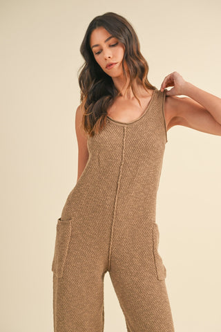 MABLE Sleeveless Knit Crop Jumpsuit with Pockets Trendsi