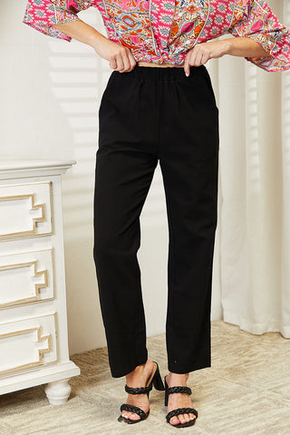 Shiny Pull-On Pants with Pockets Trendsi