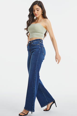 BAYEAS Full Size High Waist Cat's Whisker Wide Leg Jeans Trendsi