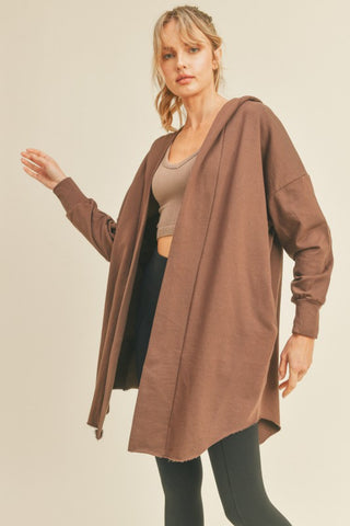 Kimberly C Open Front Longline Hooded Cardigan Trendsi