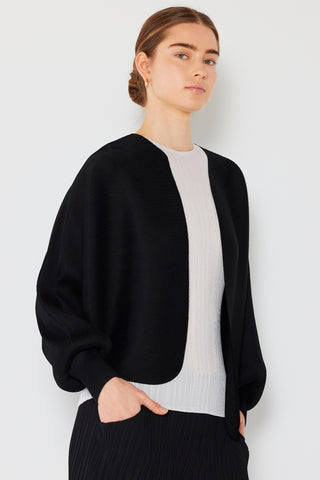 Marina West Swim Rib Pleated Puff Sleeve Bolero Cardigan Trendsi