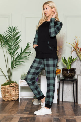 Celeste Plaid Long Sleeve T-Shirt with Pockets Trendsi