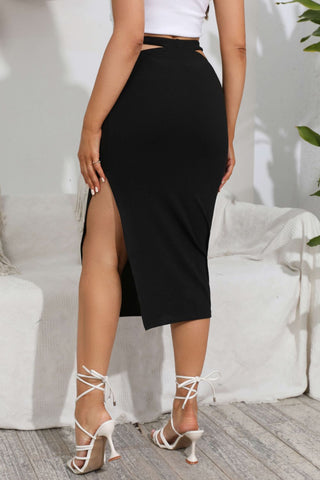 Cutout Slit Midi Skirt Trendsi