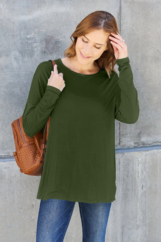 Basic Bae Full Size Round Neck Dropped Shoulder T-Shirt Trendsi