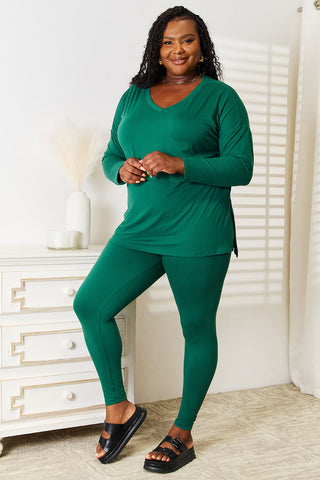 Zenana Lazy Days Full Size Long Sleeve Top and Leggings Set Trendsi