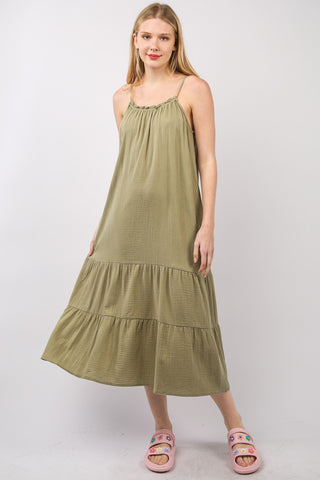 VERY J Ruffled A-Line Midi Cami Dress Trendsi